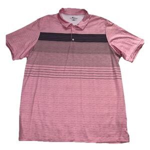 Iron Eagle Polo Shirt Mens Size 1XLT Tall Pink Gray Striped Athletic Golf Casual